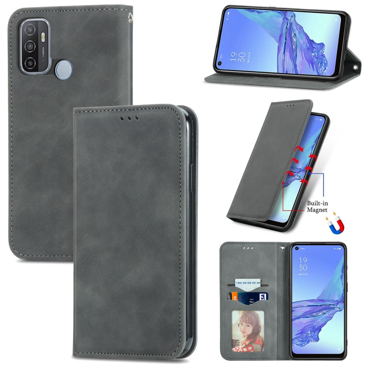 For OPPO A53 5G Retro Skin Feel Magnetic Horizontal Flip Leather Phone Case