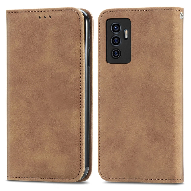 For vivo S10e Retro Skin Feel Magnetic Horizontal Flip Leather Phone Case