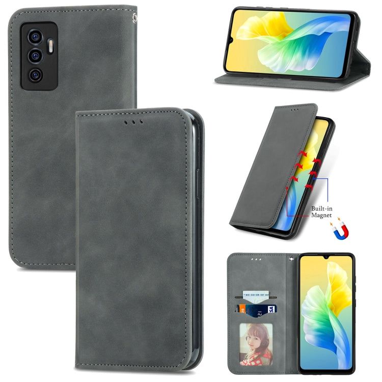 For vivo S10e Retro Skin Feel Magnetic Horizontal Flip Leather Phone Case