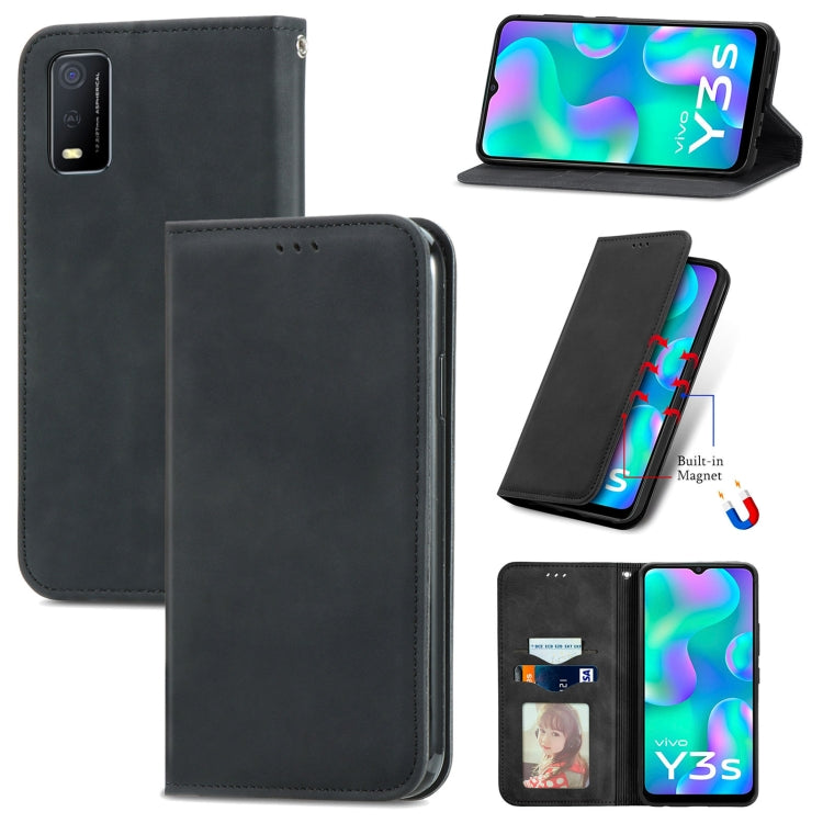 For vivo Y3s 2021 Retro Skin Feel Magnetic Horizontal Flip Leather Phone Case