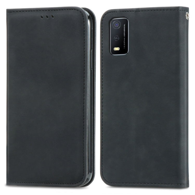 For vivo Y3s 2021 Retro Skin Feel Magnetic Horizontal Flip Leather Phone Case