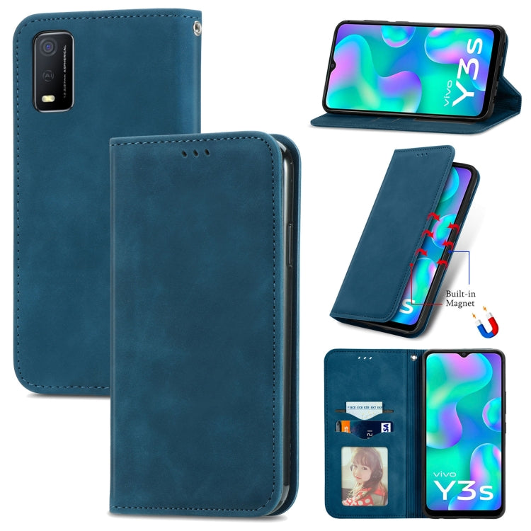 For vivo Y3s 2021 Retro Skin Feel Magnetic Horizontal Flip Leather Phone Case