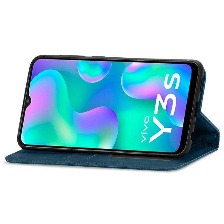 For vivo Y3s 2021 Retro Skin Feel Magnetic Horizontal Flip Leather Phone Case