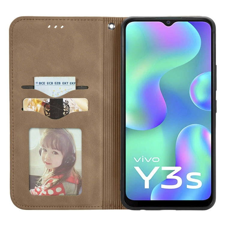 For vivo Y3s 2021 Retro Skin Feel Magnetic Horizontal Flip Leather Phone Case