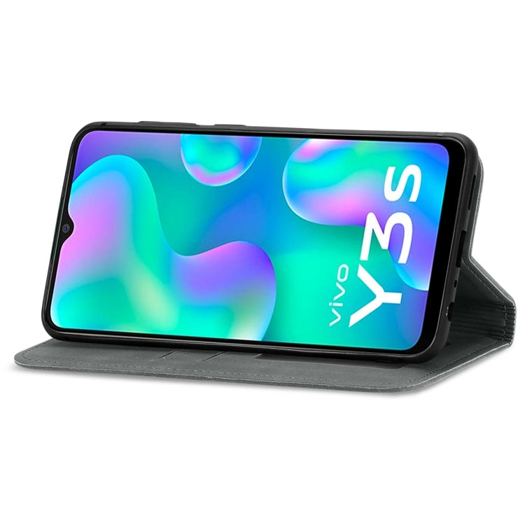 For vivo Y3s 2021 Retro Skin Feel Magnetic Horizontal Flip Leather Phone Case