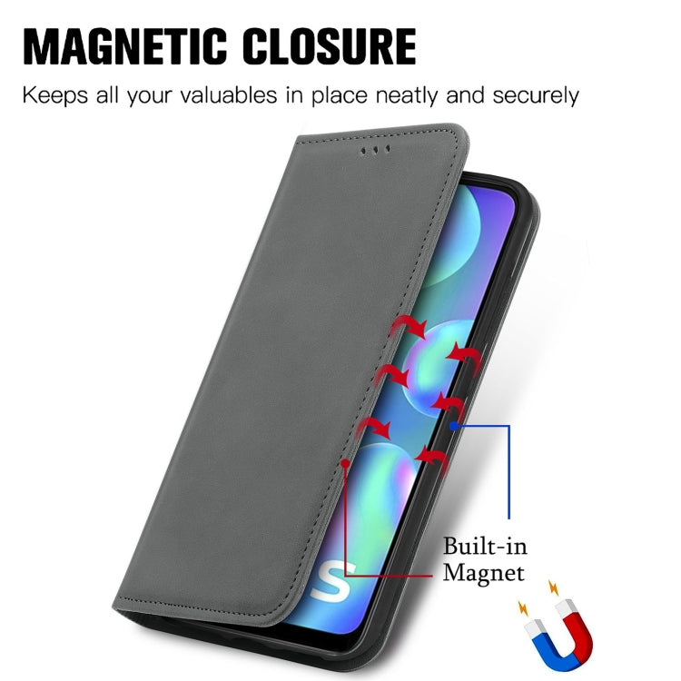 For vivo Y3s 2021 Retro Skin Feel Magnetic Horizontal Flip Leather Phone Case