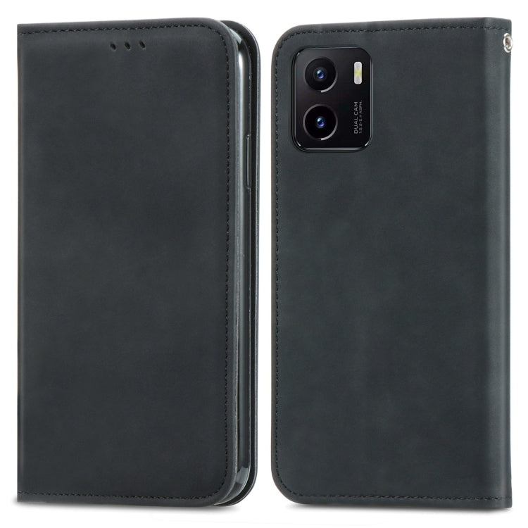 For vivo Y15S Retro Skin Feel Magnetic Horizontal Flip Leather Phone Case