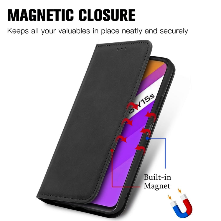 For vivo Y15S Retro Skin Feel Magnetic Horizontal Flip Leather Phone Case