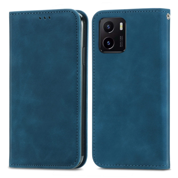 For vivo Y15S Retro Skin Feel Magnetic Horizontal Flip Leather Phone Case