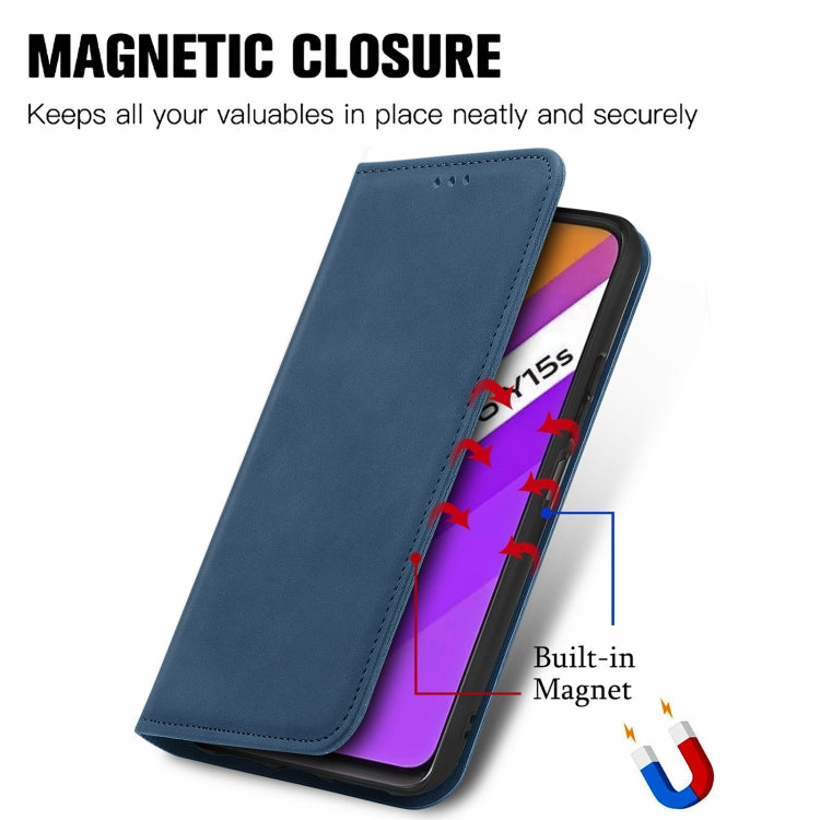 For vivo Y15S Retro Skin Feel Magnetic Horizontal Flip Leather Phone Case