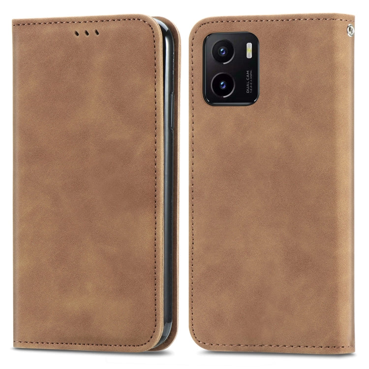 For vivo Y15S Retro Skin Feel Magnetic Horizontal Flip Leather Phone Case