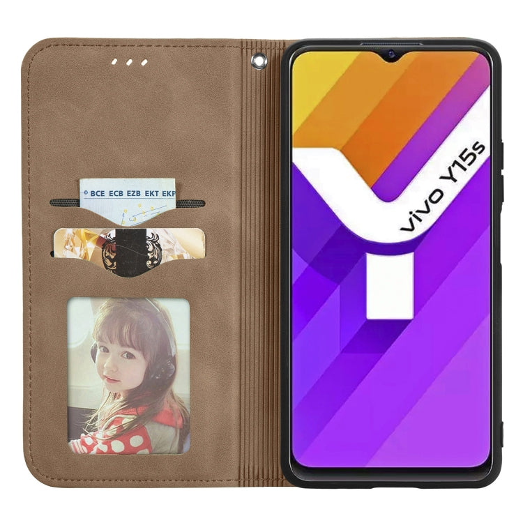 For vivo Y15S Retro Skin Feel Magnetic Horizontal Flip Leather Phone Case