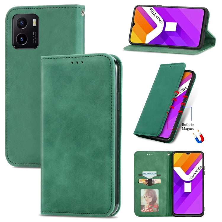 For vivo Y15S Retro Skin Feel Magnetic Horizontal Flip Leather Phone Case