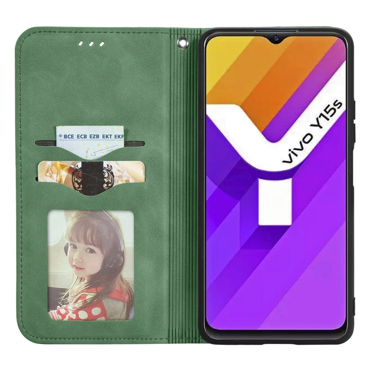For vivo Y15S Retro Skin Feel Magnetic Horizontal Flip Leather Phone Case