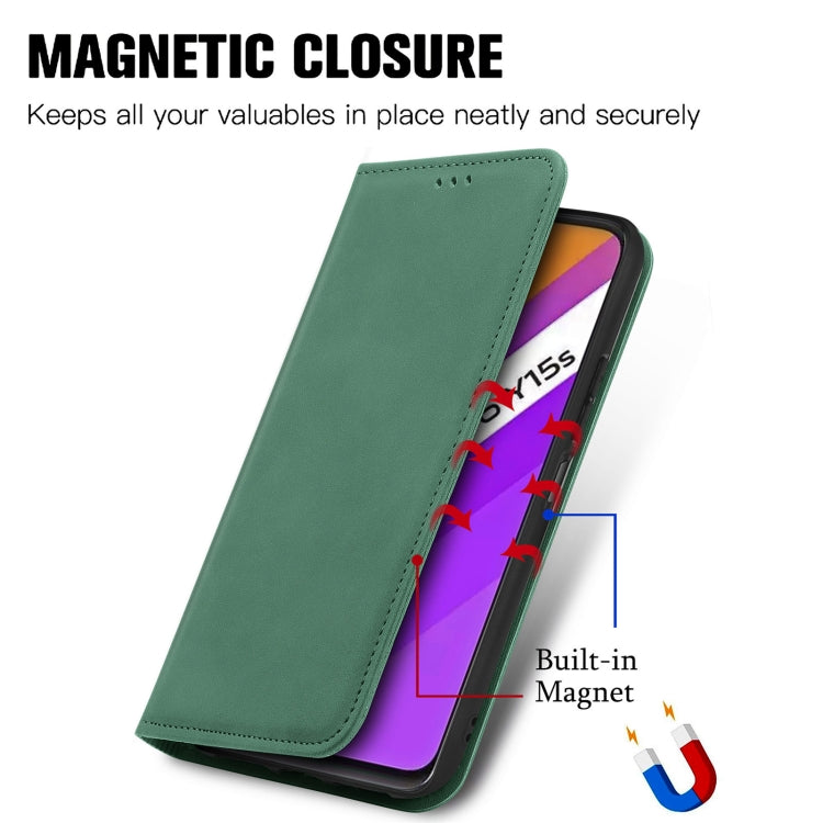 For vivo Y15S Retro Skin Feel Magnetic Horizontal Flip Leather Phone Case