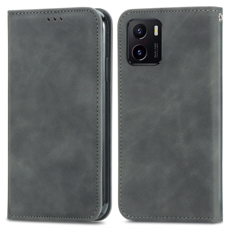 For vivo Y15S Retro Skin Feel Magnetic Horizontal Flip Leather Phone Case