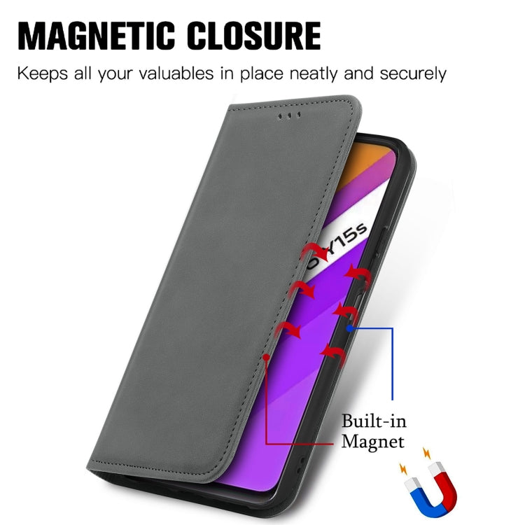For vivo Y15S Retro Skin Feel Magnetic Horizontal Flip Leather Phone Case