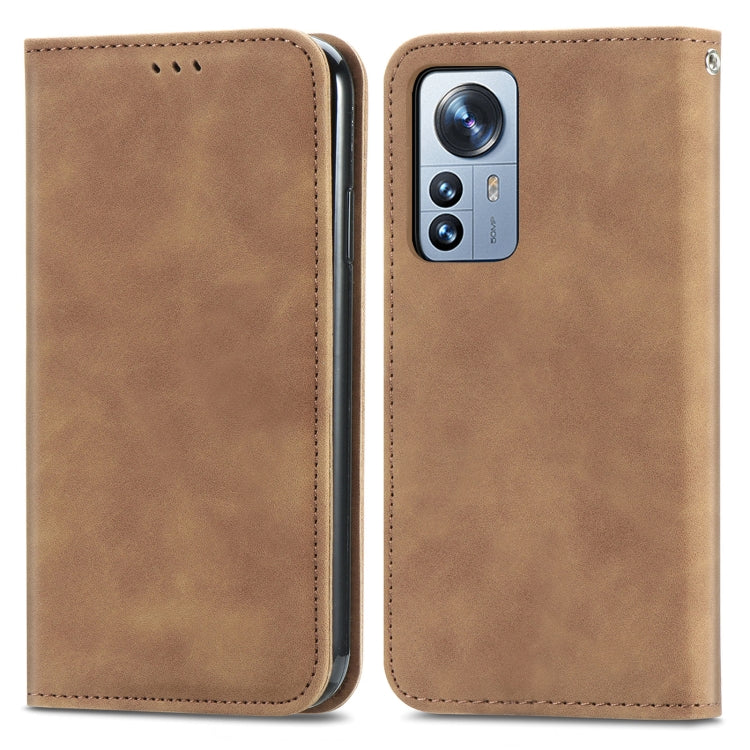 For Xiaomi 12 Pro Retro Skin Feel Magnetic Flip Leather Phone Case