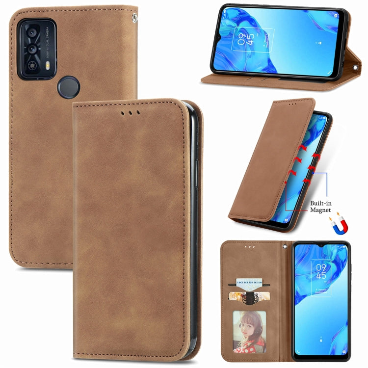 For TCL 20B Retro Skin Feel Magnetic Horizontal Flip Leather Phone Case