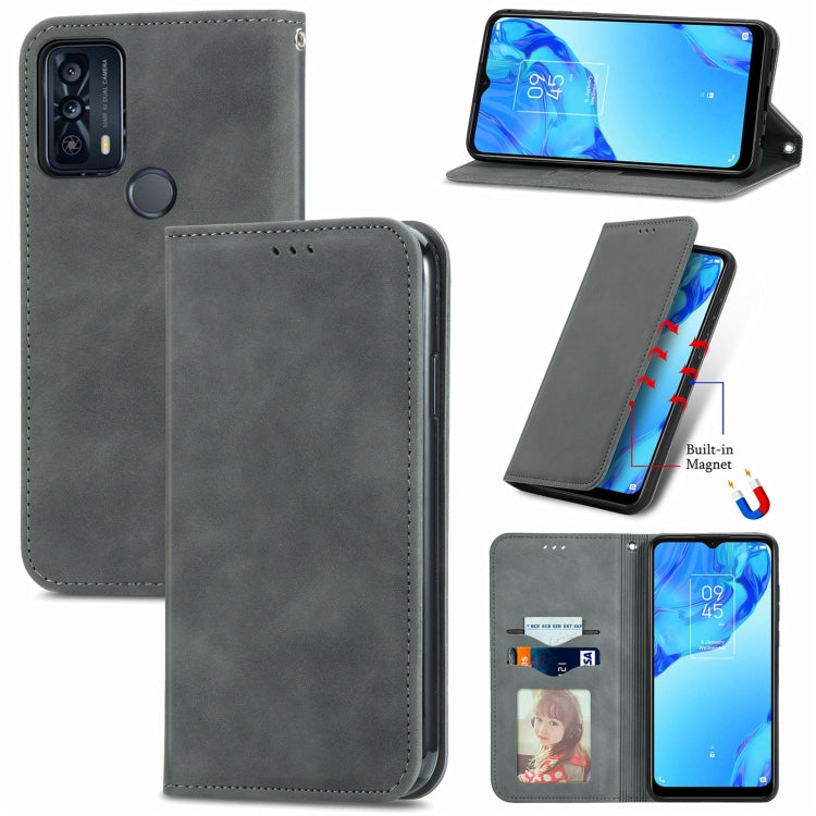 For TCL 20B Retro Skin Feel Magnetic Horizontal Flip Leather Phone Case