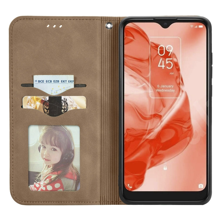 For TCL 205 Retro Skin Feel Magnetic Horizontal Flip Leather Phone Case