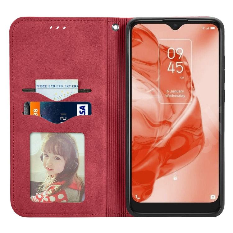 For TCL 205 Retro Skin Feel Magnetic Horizontal Flip Leather Phone Case