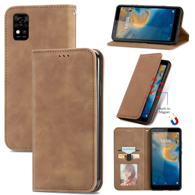 For ZTE Blade A31 Retro Skin Feel Magnetic Horizontal Flip Leather Phone Case