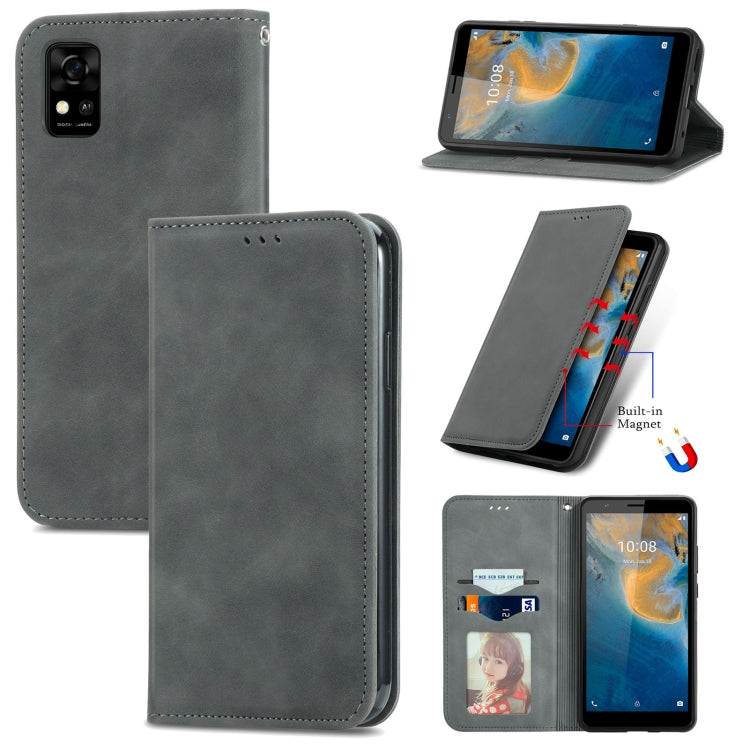 For ZTE Blade A31 Retro Skin Feel Magnetic Horizontal Flip Leather Phone Case