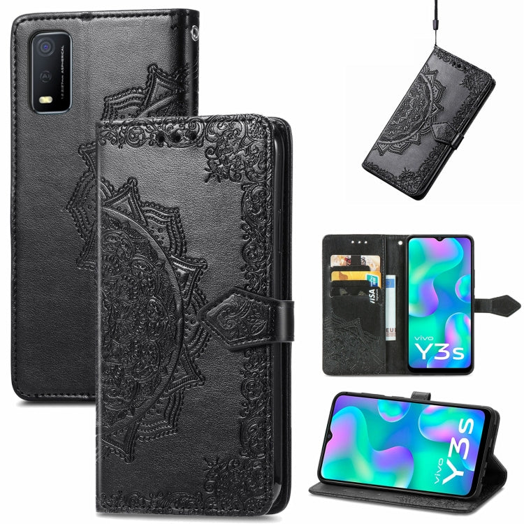 For vivo Y3s 2021 Mandala Flower Embossed Horizontal Flip Leather Phone Case