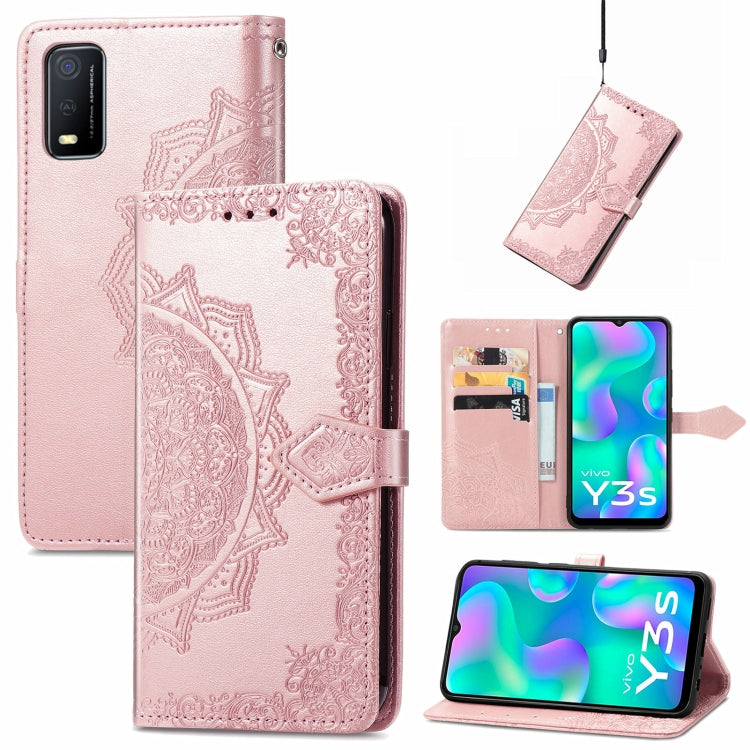 For vivo Y3s 2021 Mandala Flower Embossed Horizontal Flip Leather Phone Case
