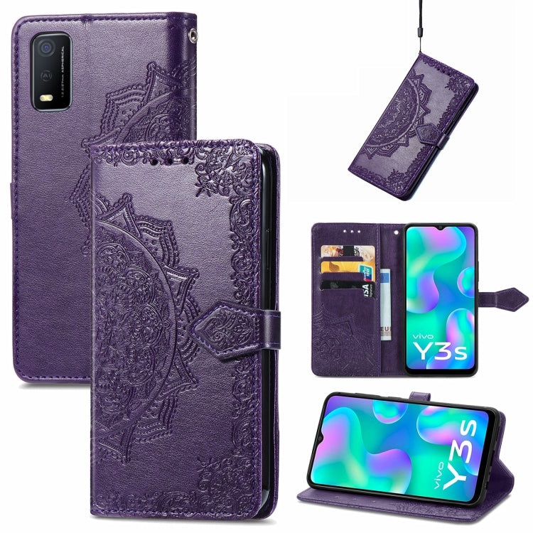 For vivo Y3s 2021 Mandala Flower Embossed Horizontal Flip Leather Phone Case