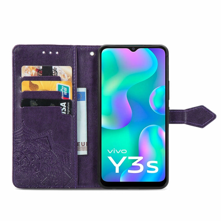 For vivo Y3s 2021 Mandala Flower Embossed Horizontal Flip Leather Phone Case