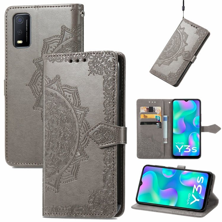 For vivo Y3s 2021 Mandala Flower Embossed Horizontal Flip Leather Phone Case