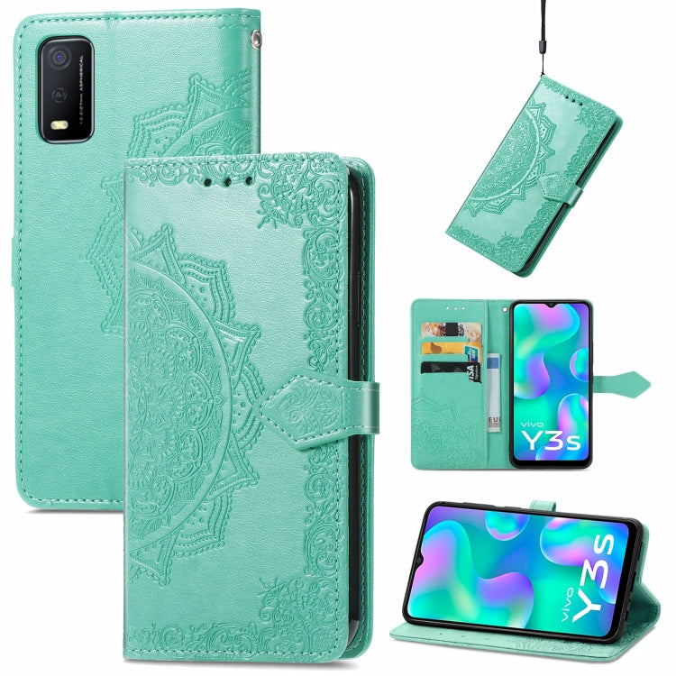 For vivo Y3s 2021 Mandala Flower Embossed Horizontal Flip Leather Phone Case