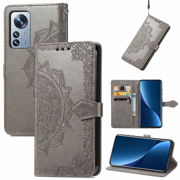 For Xiaomi 12 Pro Mandala Flower Embossed Horizontal Flip Leather Phone Case