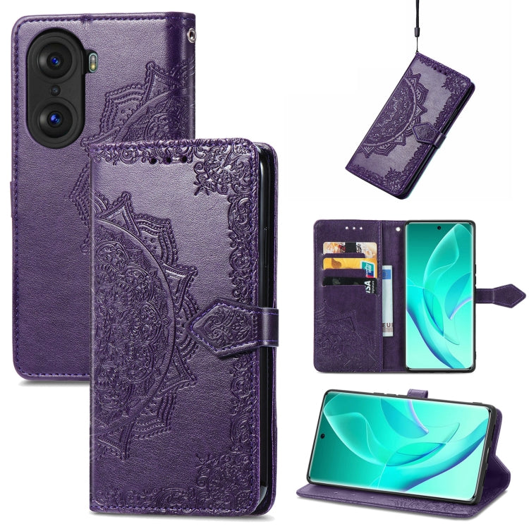 For Honor 60 Pro Mandala Flower Embossed Horizontal Flip Leather Phone Case