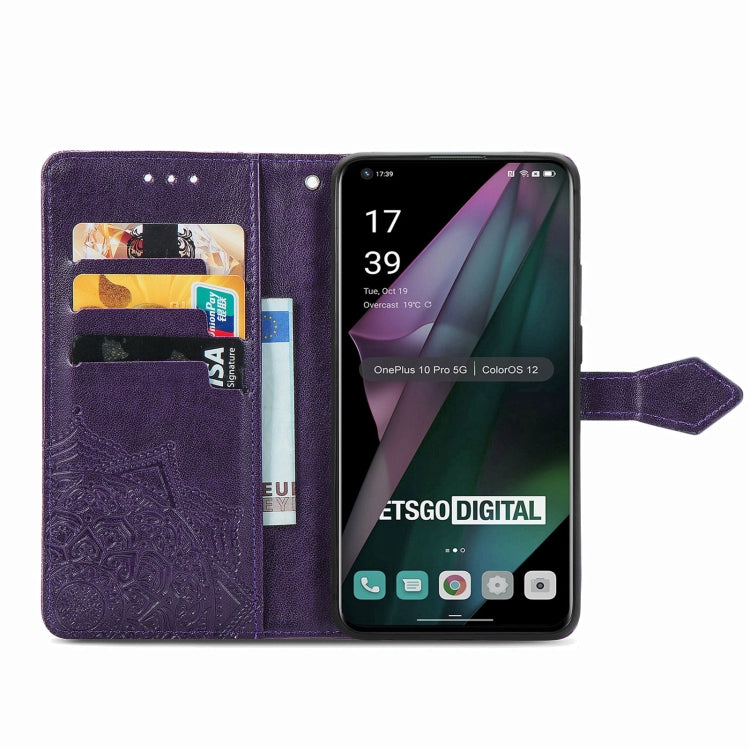 For OnePlus 10 Pro Mandala Flower Embossed Horizontal Flip Leather Phone Case