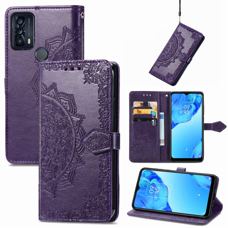 For TCL 20B Mandala Flower Embossed Horizontal Flip Leather Phone Case