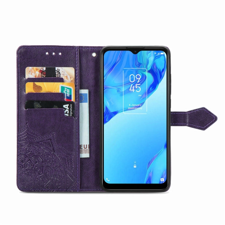 For TCL 20B Mandala Flower Embossed Horizontal Flip Leather Phone Case
