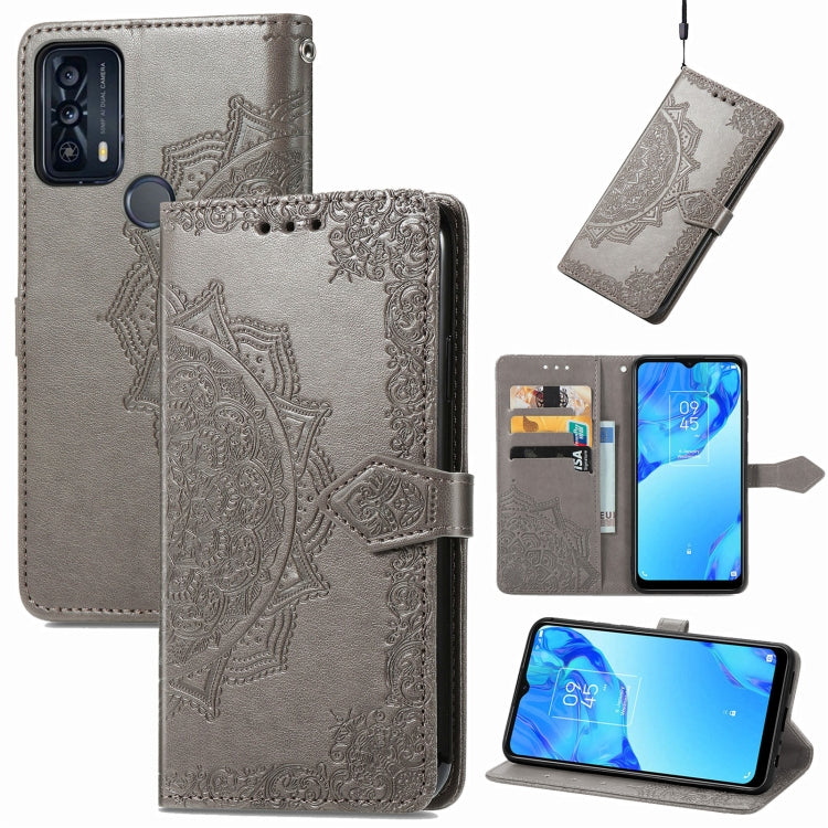 For TCL 20B Mandala Flower Embossed Horizontal Flip Leather Phone Case