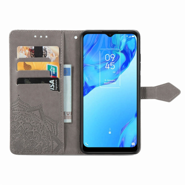 For TCL 20B Mandala Flower Embossed Horizontal Flip Leather Phone Case