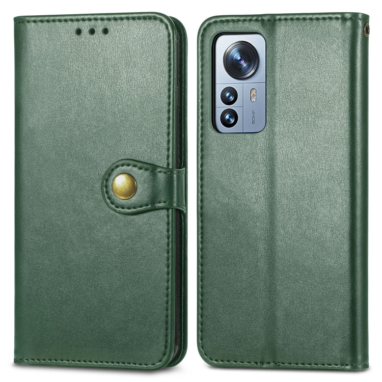 For Xiaomi 12 Pro Solid Color Leather Buckle Phone Case