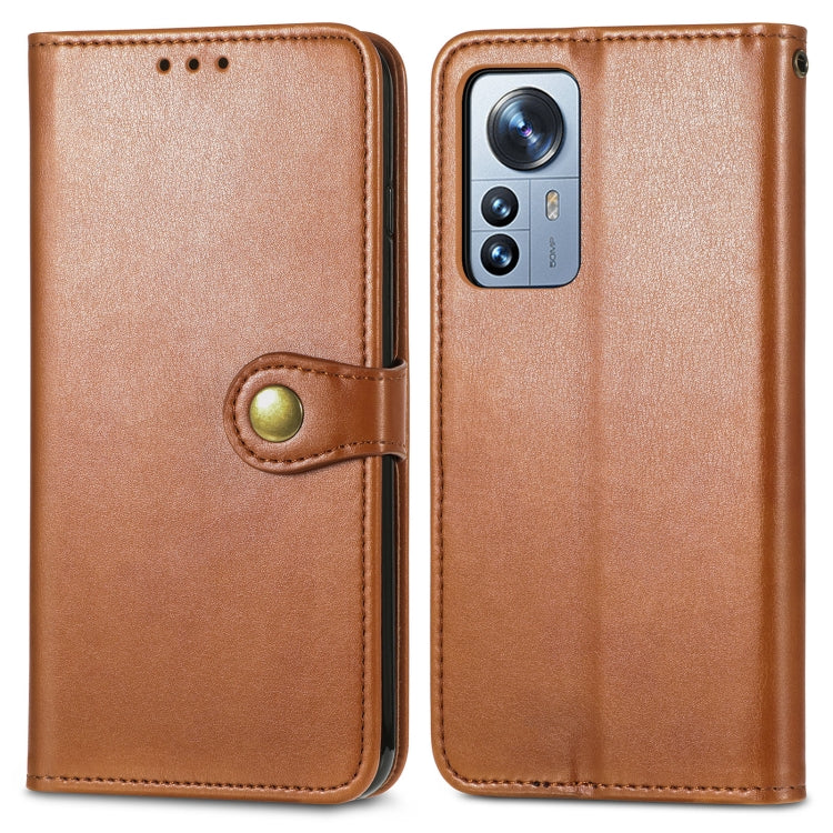 For Xiaomi 12 Pro Solid Color Leather Buckle Phone Case