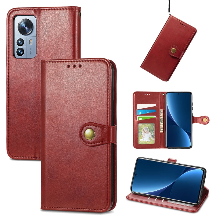 For Xiaomi 12 Pro Solid Color Leather Buckle Phone Case