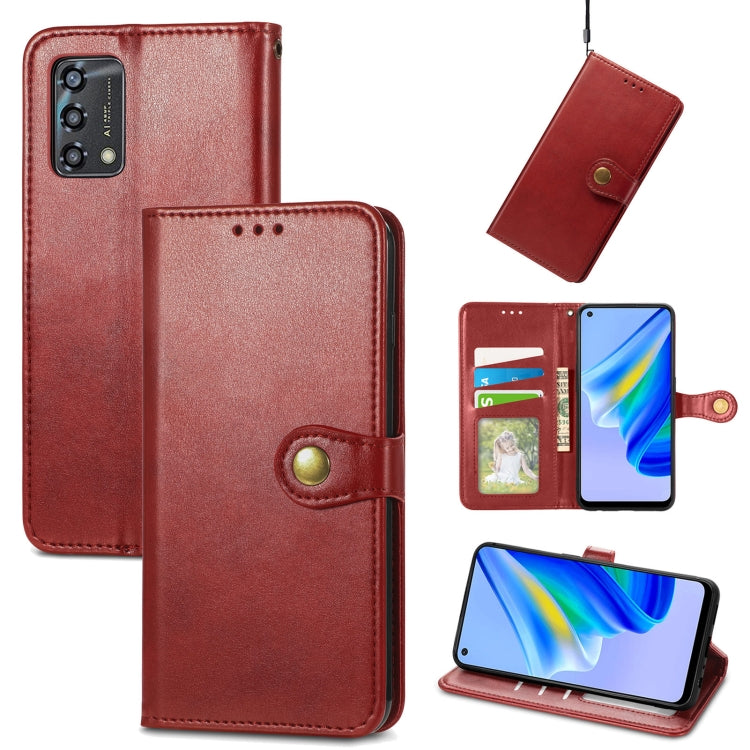 For OPPO A95 4G Solid Color Leather Buckle Phone Case