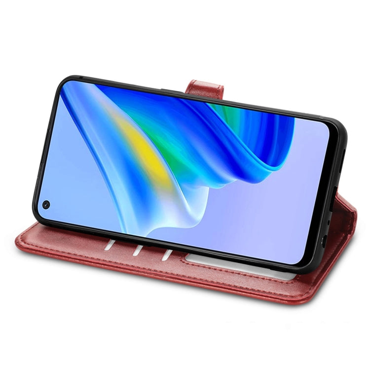For OPPO A95 5G Solid Color Leather Buckle Phone Case