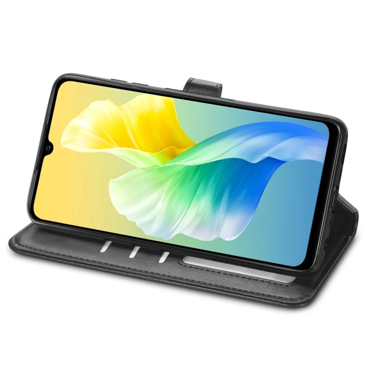 For vivo S10e Solid Color Leather Buckle Phone Case