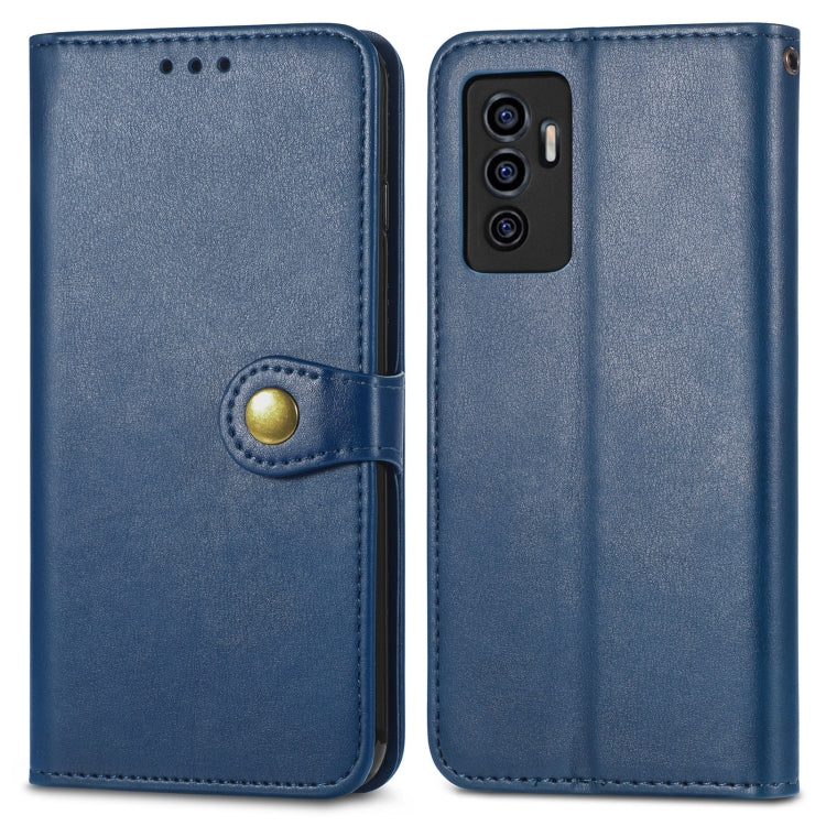 For vivo S10e Solid Color Leather Buckle Phone Case