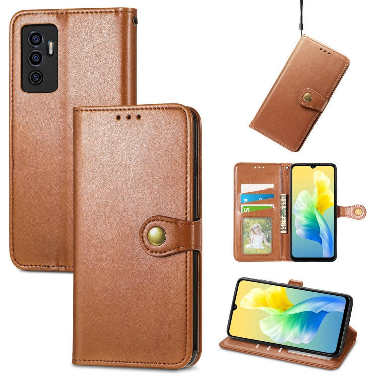 For vivo S10e Solid Color Leather Buckle Phone Case