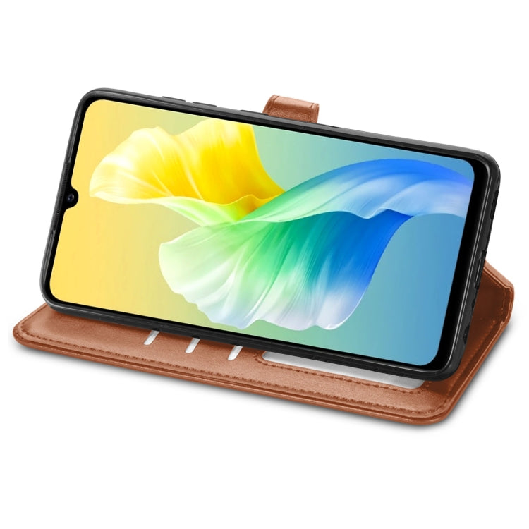 For vivo S10e Solid Color Leather Buckle Phone Case